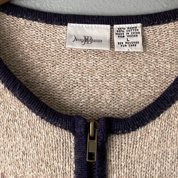 Jenny Buchanan Size Large Colorblock Striped Sweater Knit Zip Cardigan Country - Picture 3 of 8